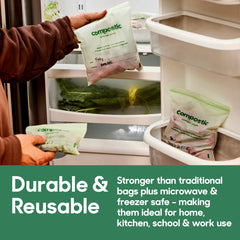Compostic textura del material vegetal resaltando su origen compostable y seguro