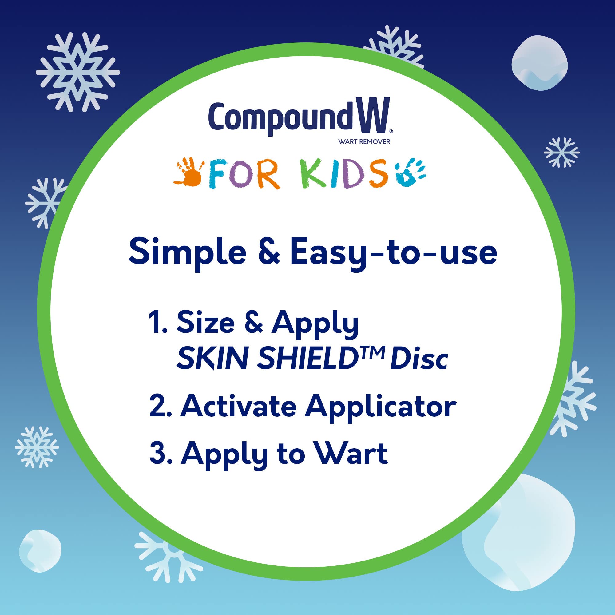 Compound W tamaño comparado con una moneda para evaluar escala del envase