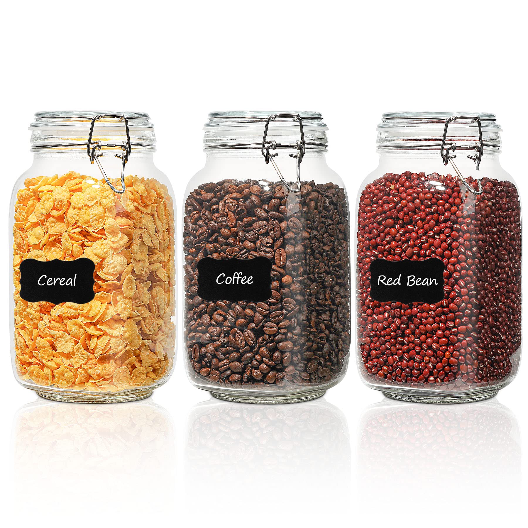 ComSaf front view of three square jars showing neat organization and storage benefit