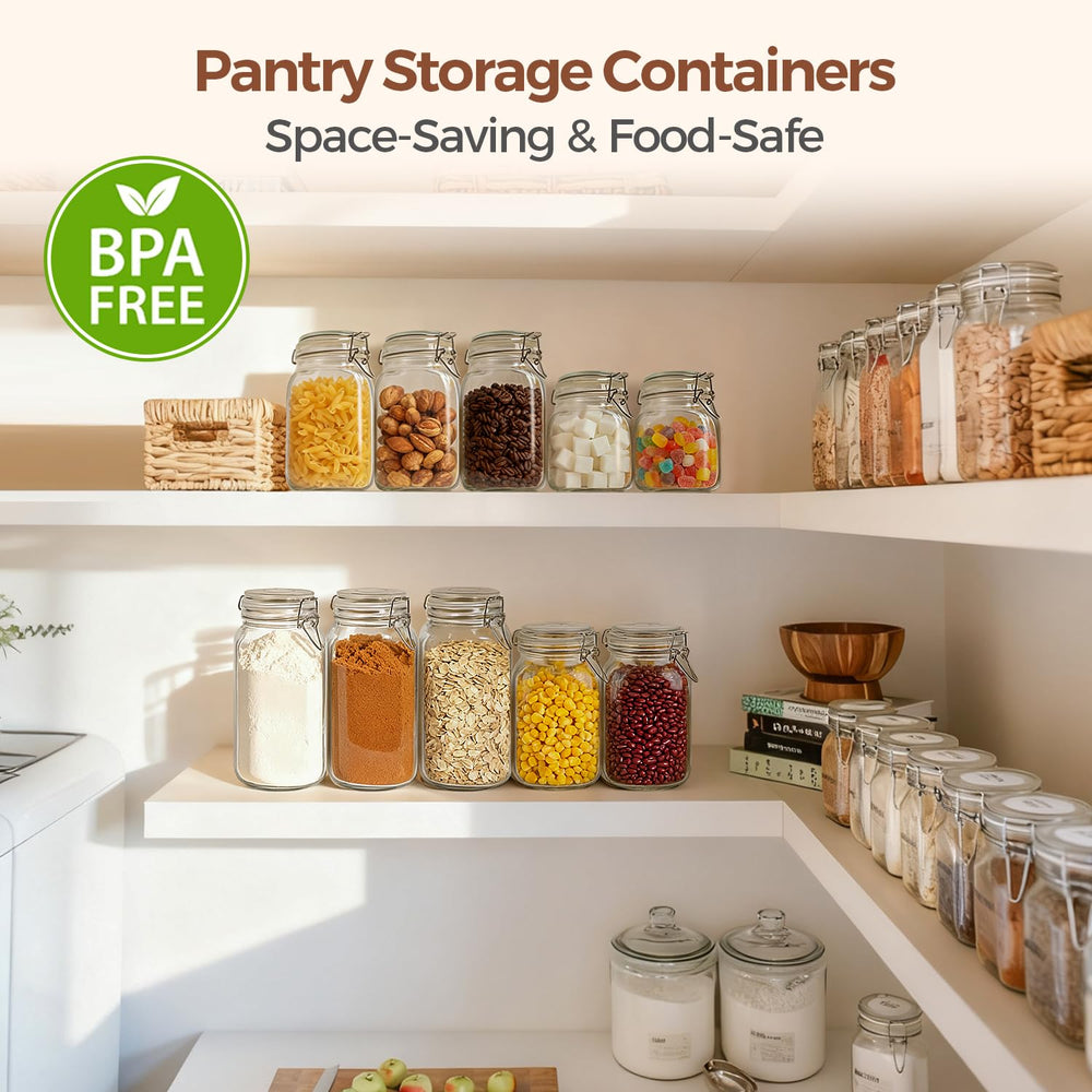 ComSaf styled pantry shelf with jars saving space and improving visibility