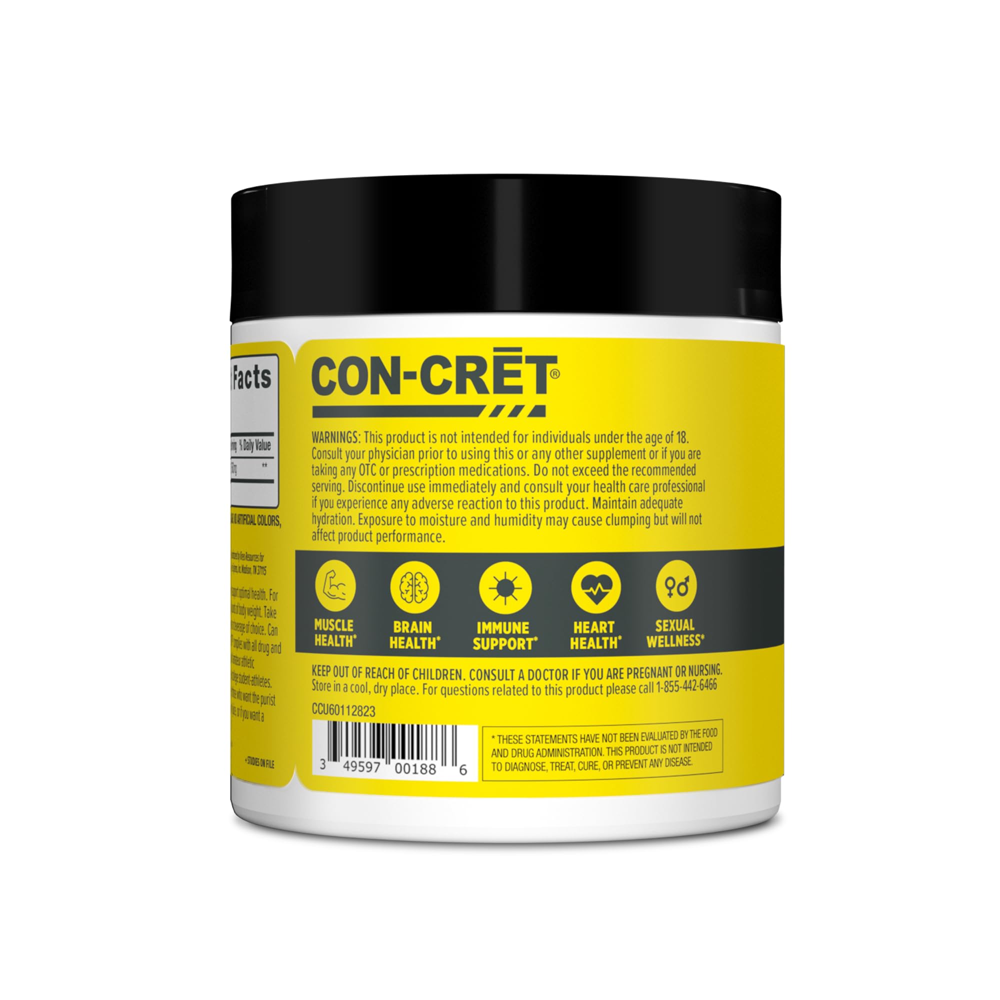 CON-CRET en mesa saludable junto a frutas representando uso diario responsable