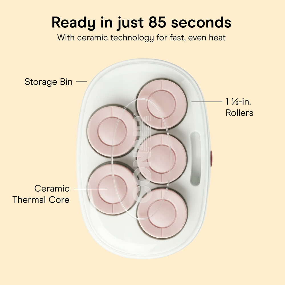 Conair super clip securing a roller to hair for stable, slip-resistant styling