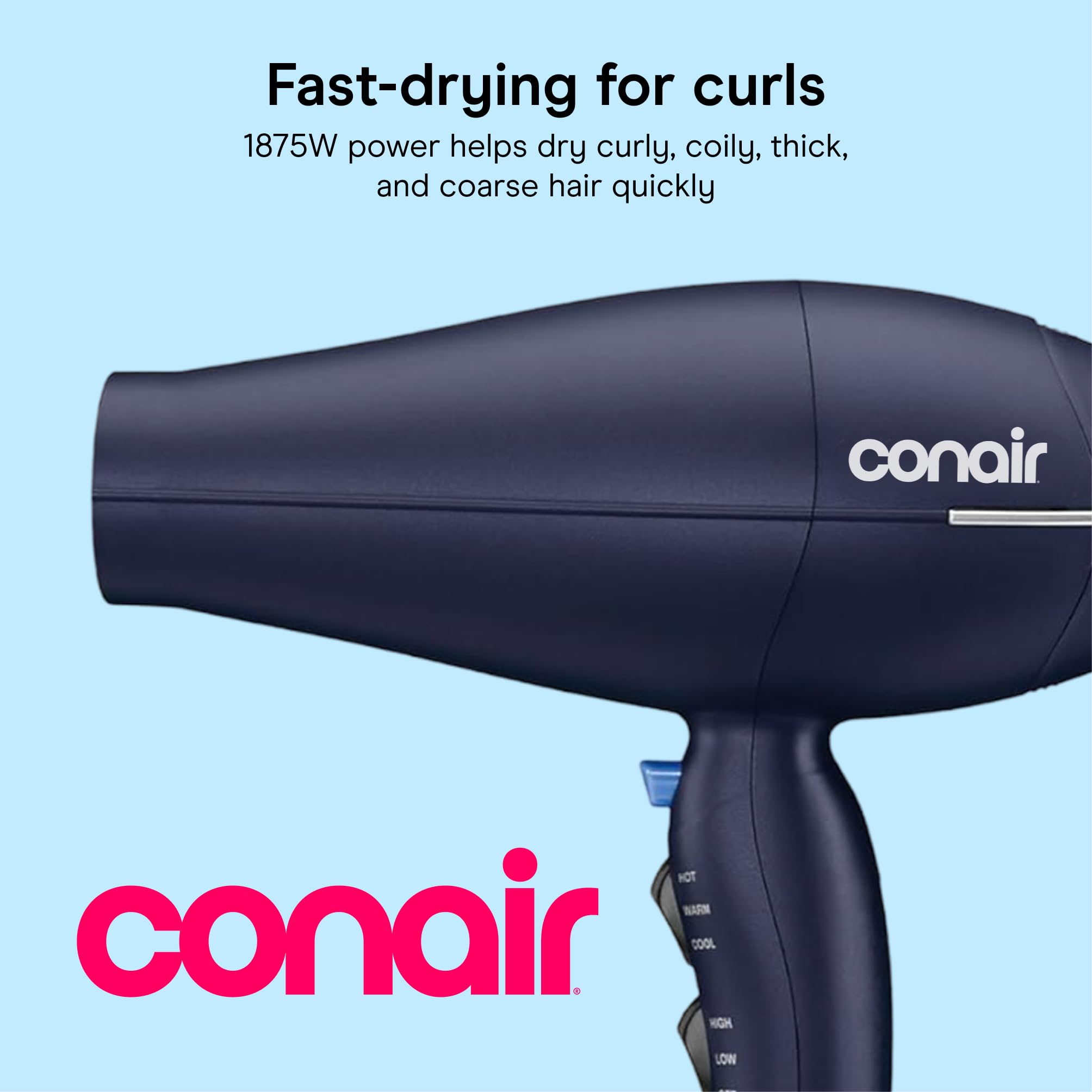 Conair difusor multi-cámara primer plano mostrando definición de rizos