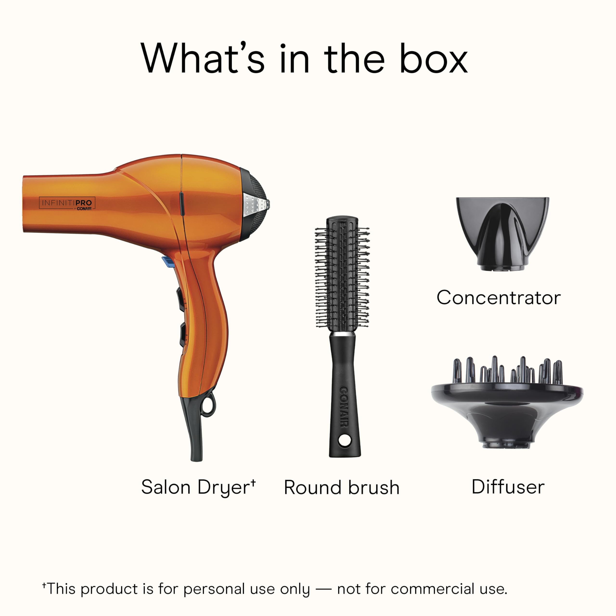 Conair INFINITI PRO comparación de tamaño para manejo cómodo y ligero