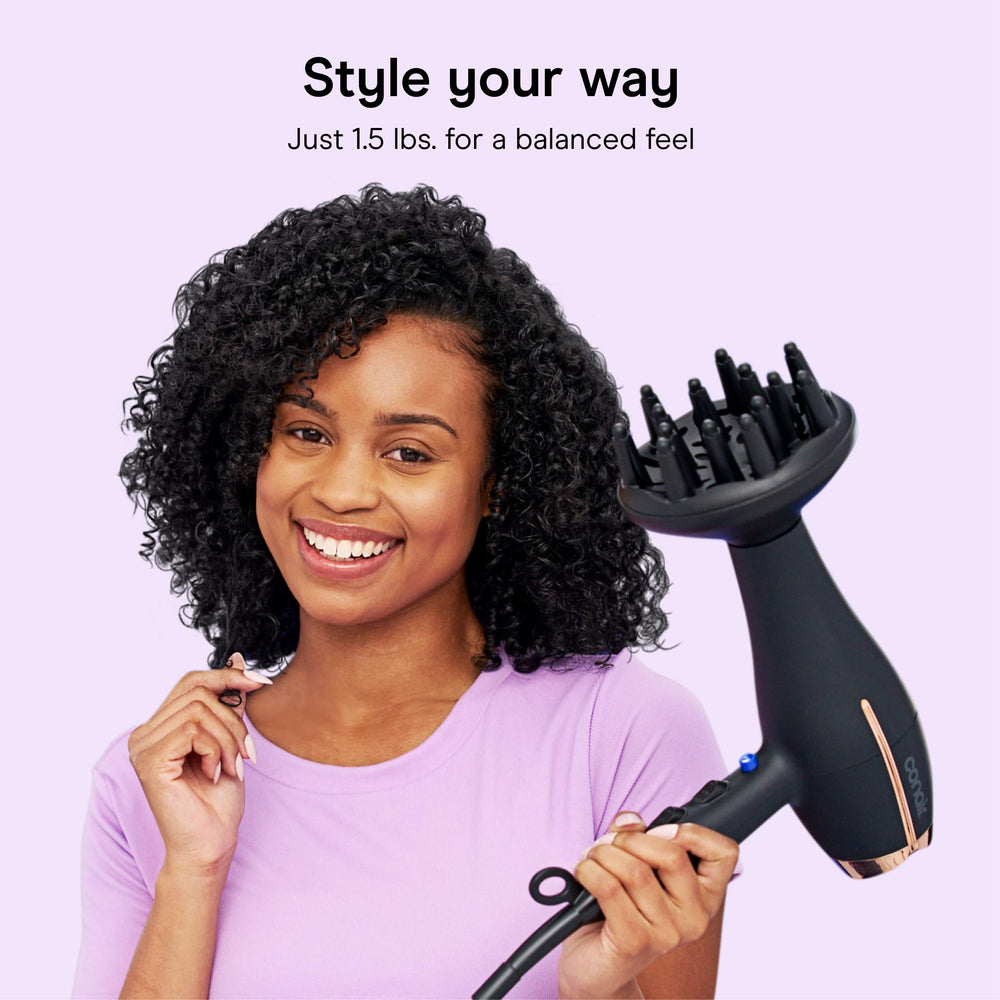 Conair InfinitiPRO with concentrator attached for focused smoothing and shine