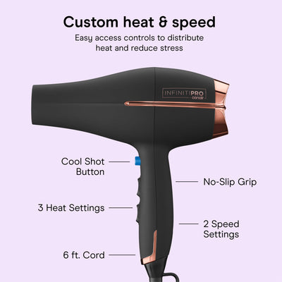 Conair InfinitiPRO with diffuser attached to enhance curls and add volume