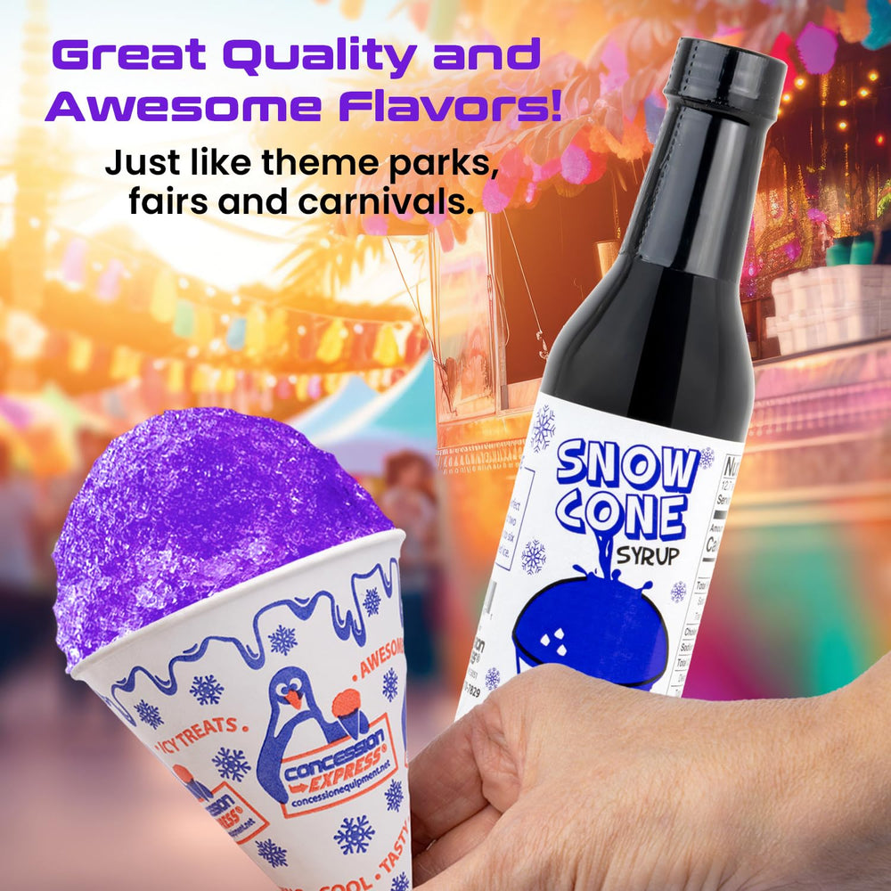 Concession Express junto a una regla para comparar tamaño y porciones prácticas