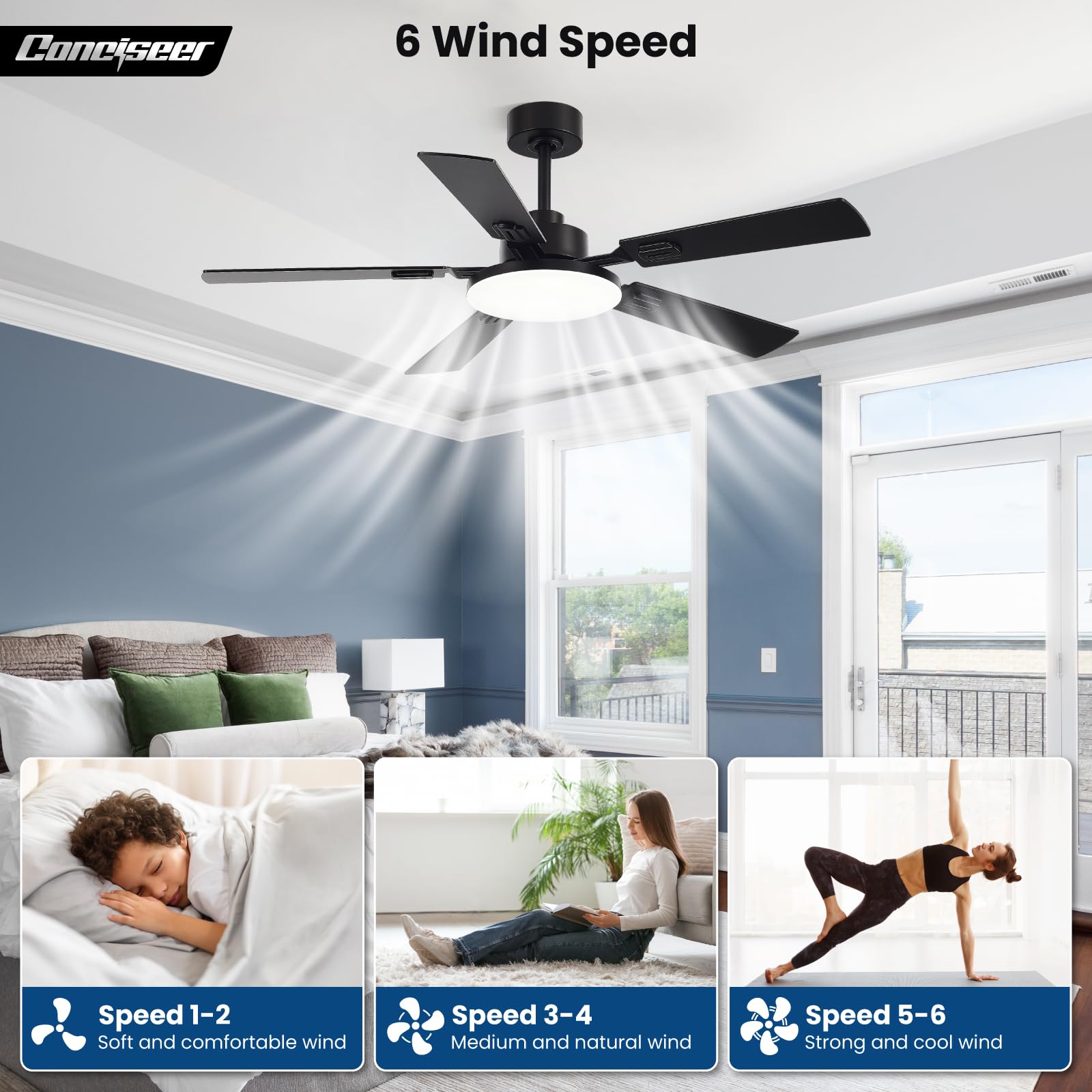 Conciseer slim motor housing profile showing compact fit for low ceilings benefit