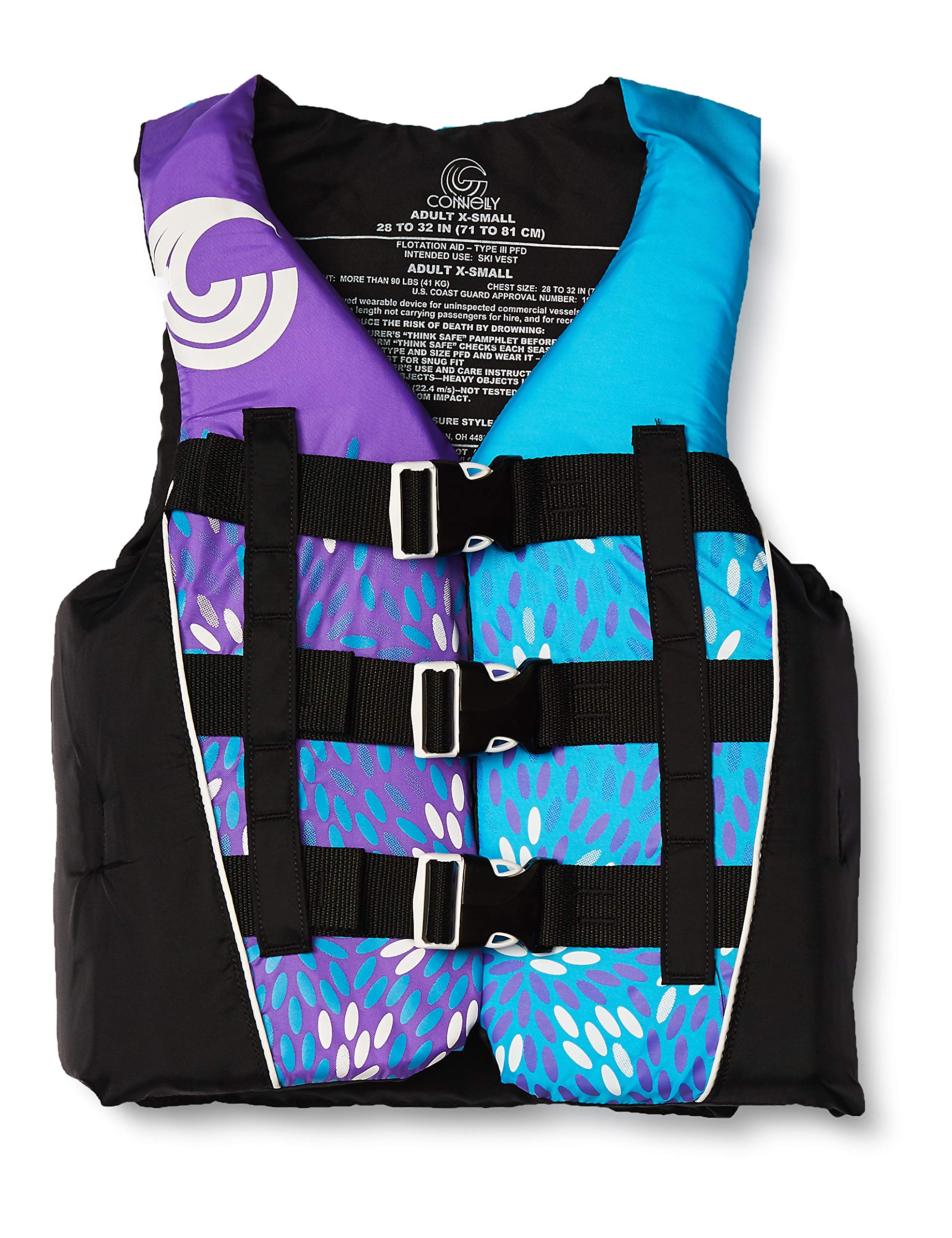 Connelly teen nylon vest front view showing secure fit and visibility