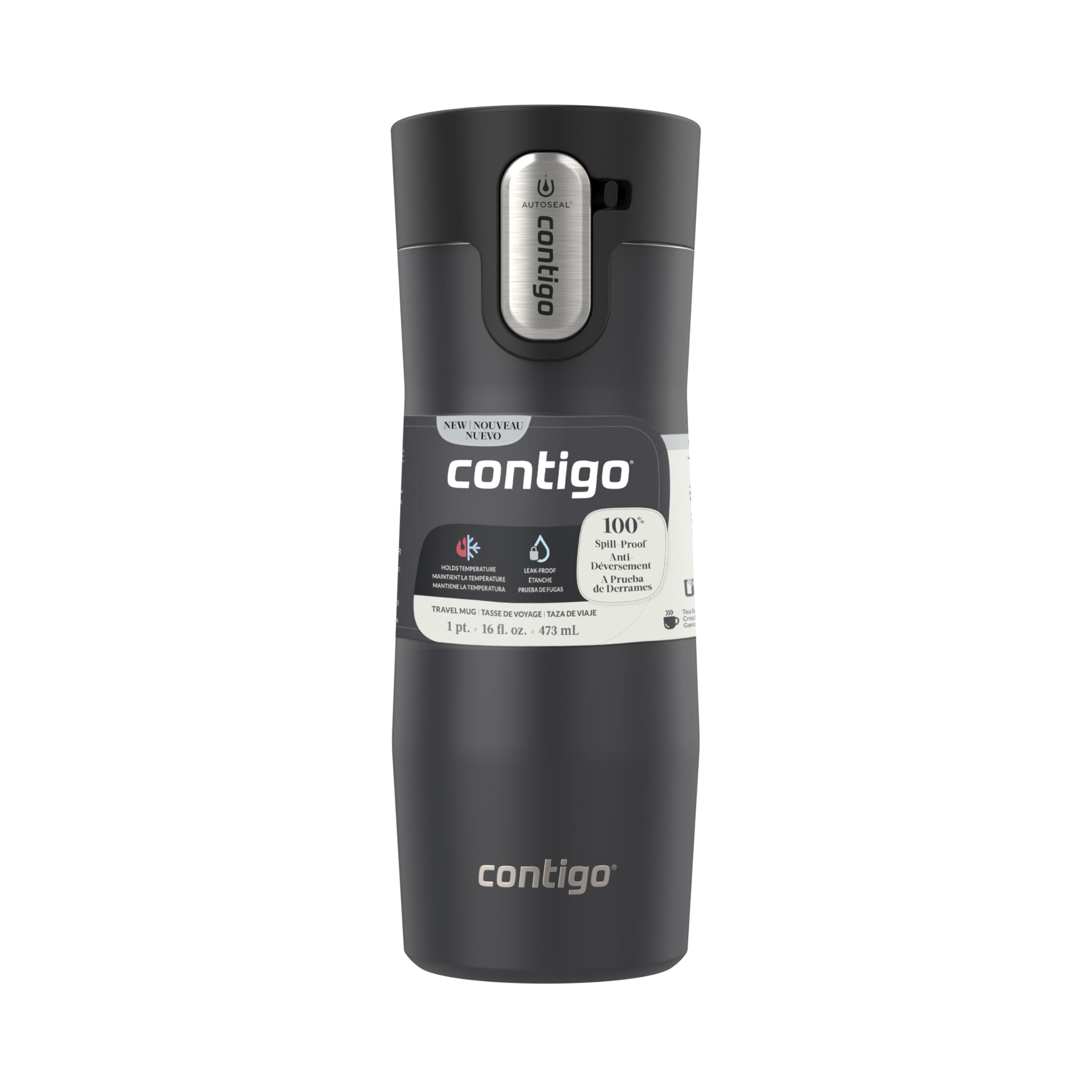 Contigo vaso colocado en portavasos de coche para uso diario seguro