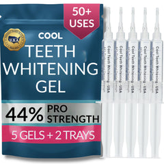 Cool Teeth Whitening frontal del empaque mostrando el kit completo y beneficios