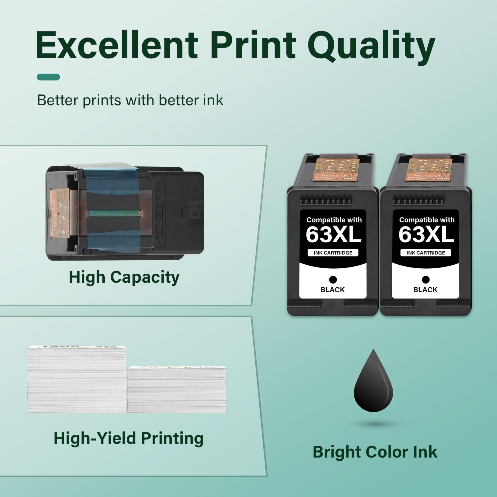 Cool Toner 63XL etiqueta con lista de modelos compatibles, guía clara de uso