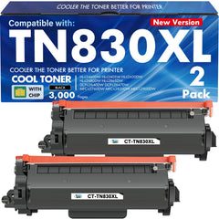 Cool Toner vista frontal del paquete TN830XL mostrando compatibilidad