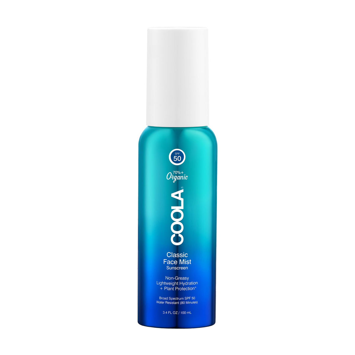 COOLA envase frontal mostrando SPF 50 y diseño, fácil identificación y uso