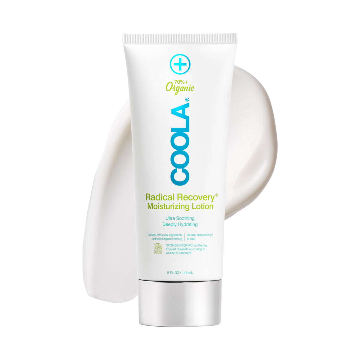COOLA front packaging of after-sun lotion showing natural ingredients and benefit