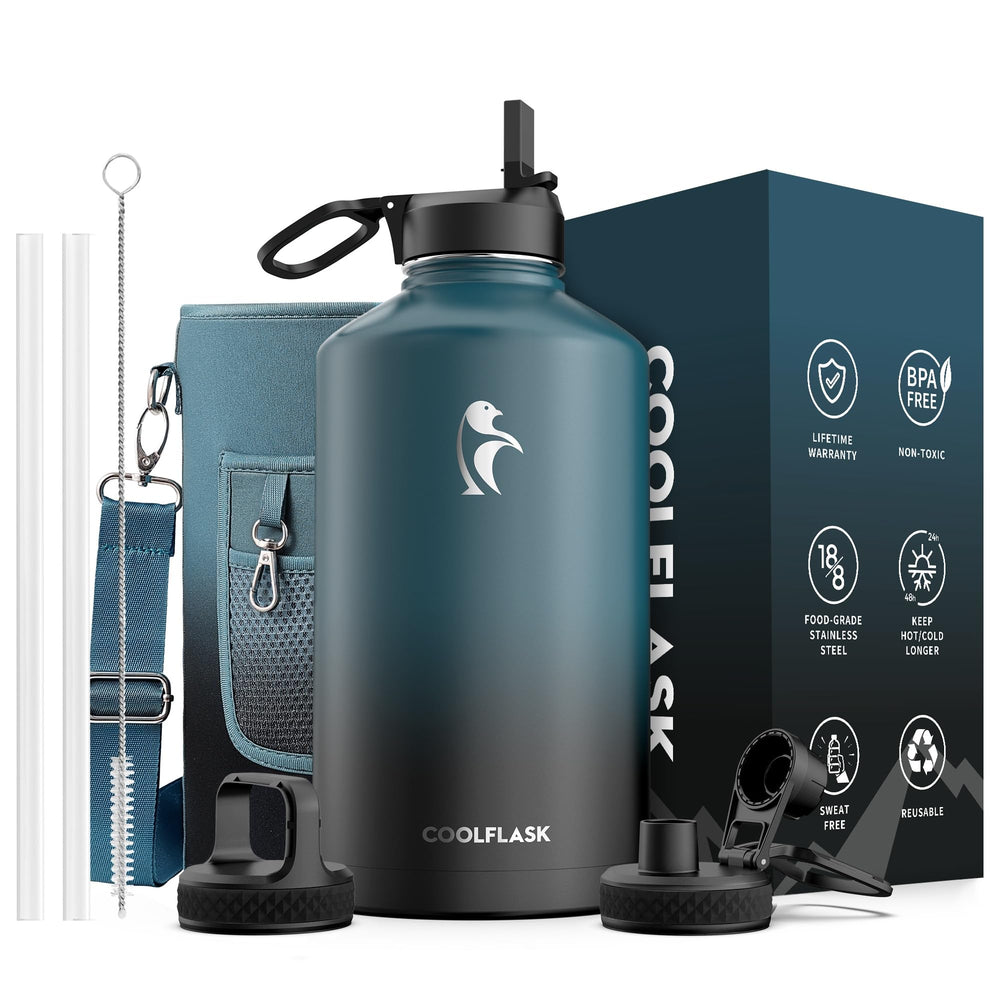 Coolflask vista frontal que muestra el diseño y capacidad para hidratación prolongada