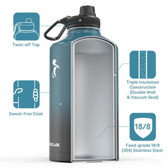 Coolflask conjunto de las tres tapas mostrando versatilidad y seguridad