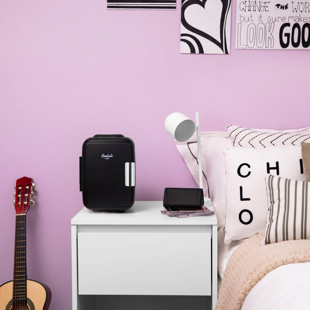 Cooluli Classic 4L on desk beside skincare items illustrating organized beauty storage