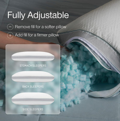Coop Home Goods unzipped Cool+ cover revealing adjustable fill for personalized comfort