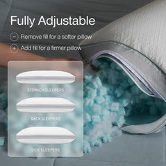 Coop Home Goods unzipped Cool+ cover revealing adjustable fill for personalized comfort