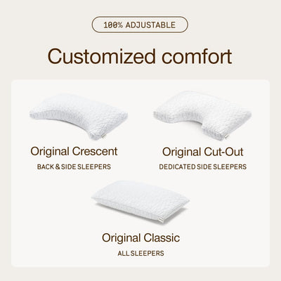 Coop Home Goods boxed pillow with extra Oomph fill packet for customization