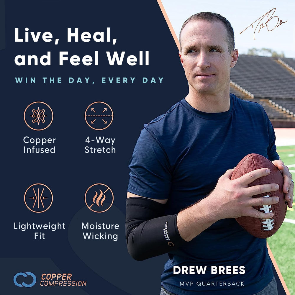 Copper Compression gloves next to ruler showing size and scale for fit