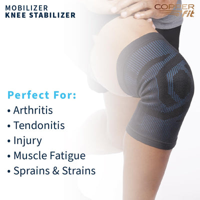 Copper Fit comparación de ajuste L/XL mostrando escala y talla recomendada