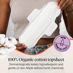 Cora single pad top view highlighting organic cotton topsheet for gentle comfort