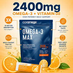 Coromega detalle del sobre y textura emulsificada para mejor absorción