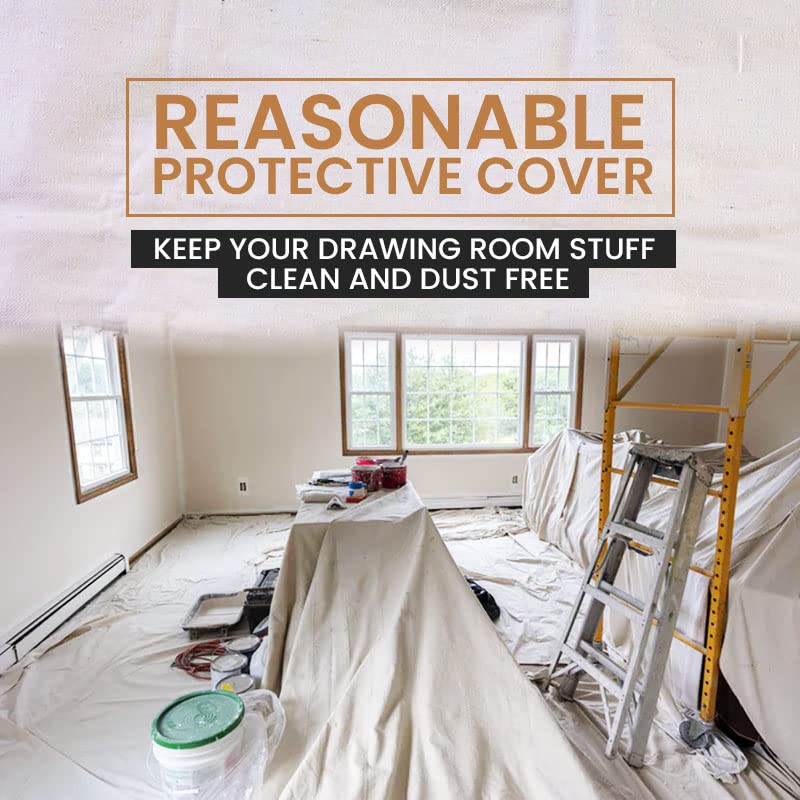 Corporate Hills drop cloth beside tape measure to show true 6x9 feet coverage