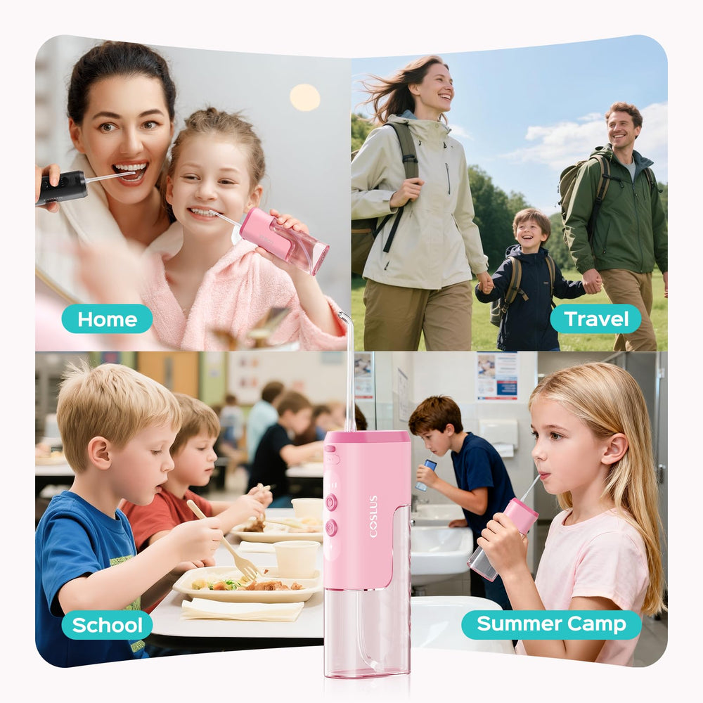 COSLUS T40 decorated with stickers showing personalization to boost kids' flossing enthusiasm