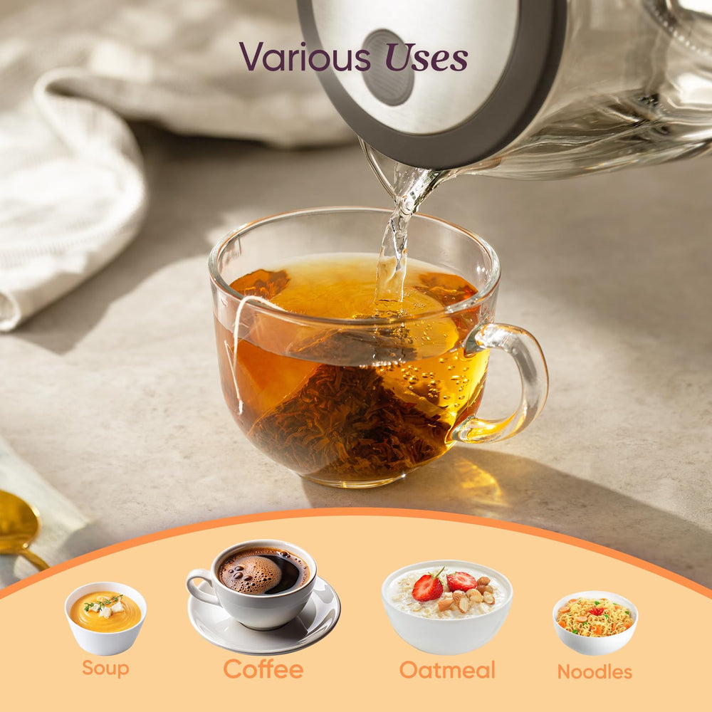 Cosori kettle in kitchen lifestyle scene for quick tea and coffee prep