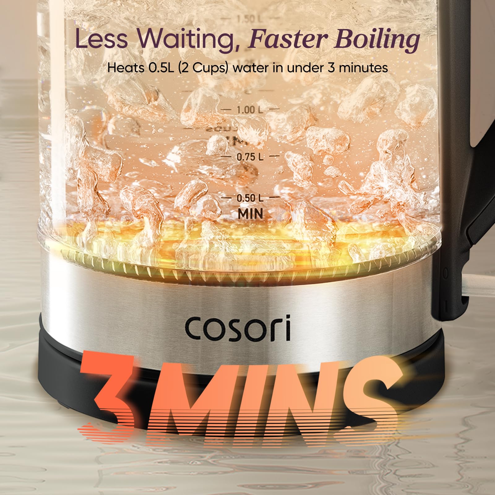 Cosori precision spout close-up for accurate pouring and fewer spills