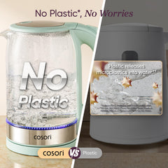 Cosori precision spout pouring water cleanly to prevent spills and drips