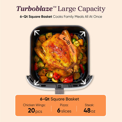 Cosori TurboBlaze en uso con papas crujientes, consigue textura dorada con menos aceite