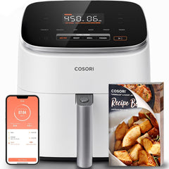 Cosori TurboBlaze vista frontal crema, diseño compacto y elegante para encimera