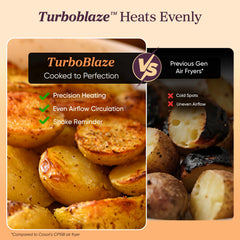 Cosori TurboBlaze interior con plato crisper, limpieza fácil y dorado uniforme