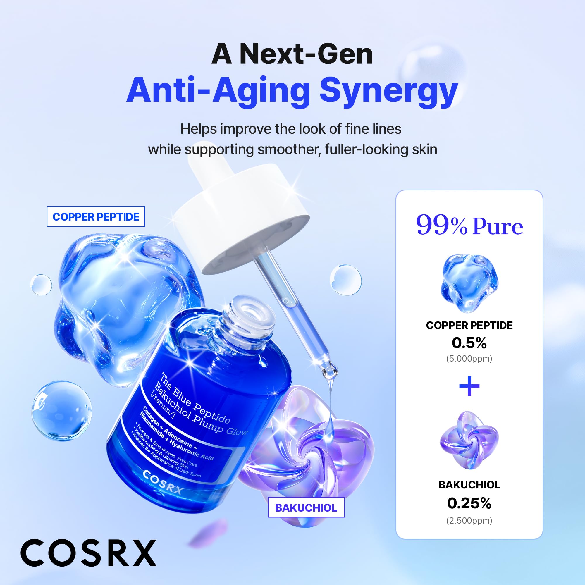 COSRX aplicación con gotas sobre piel demostrando fácil uso
