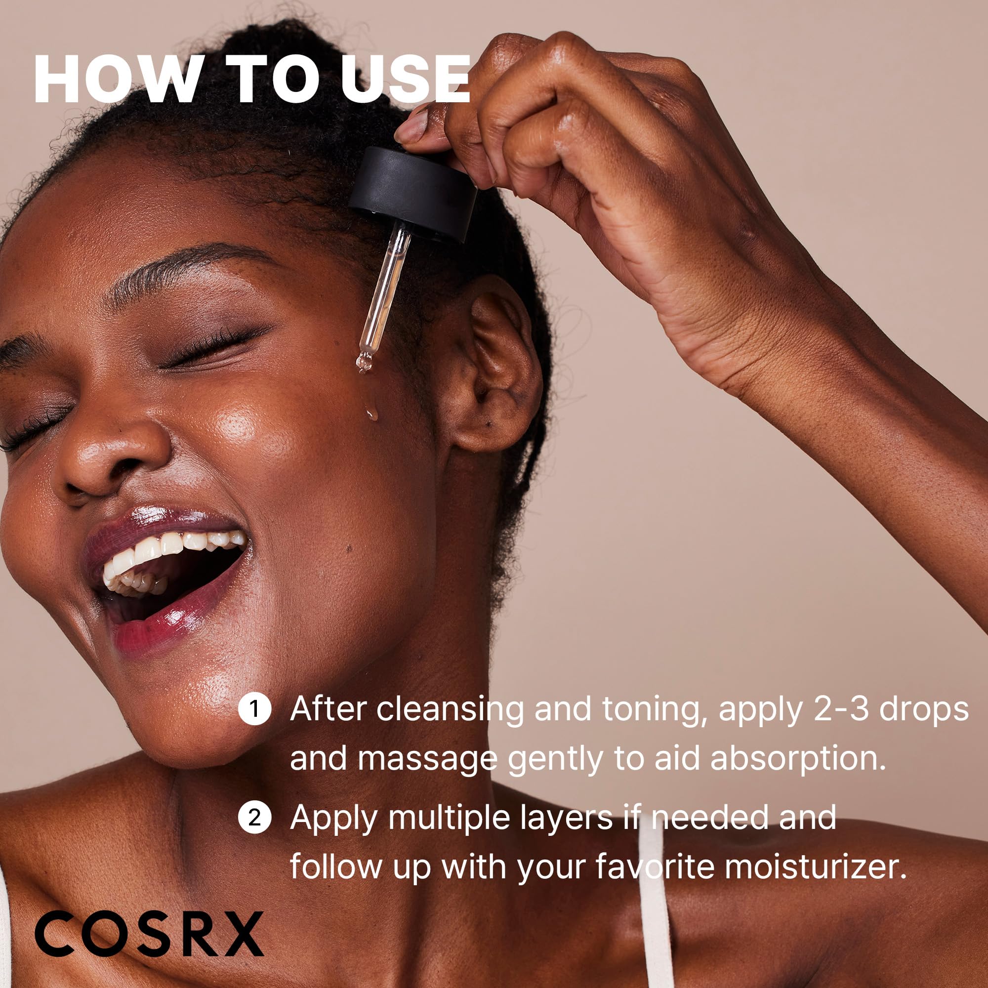 COSRX etiqueta con ingredientes clave mostrando ferúlico y glutathione beneficios
