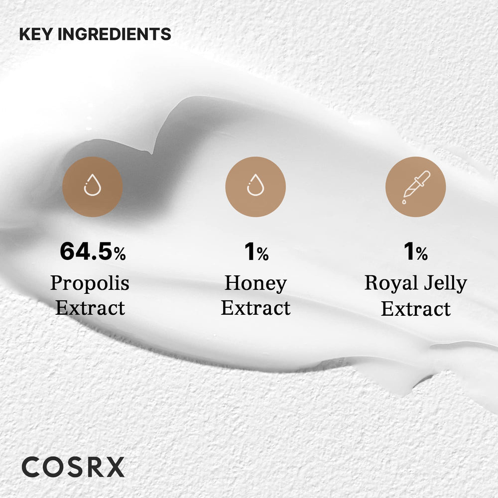 COSRX comparativa de tamaño 65 ml junto a objetos cotidianos para referencia