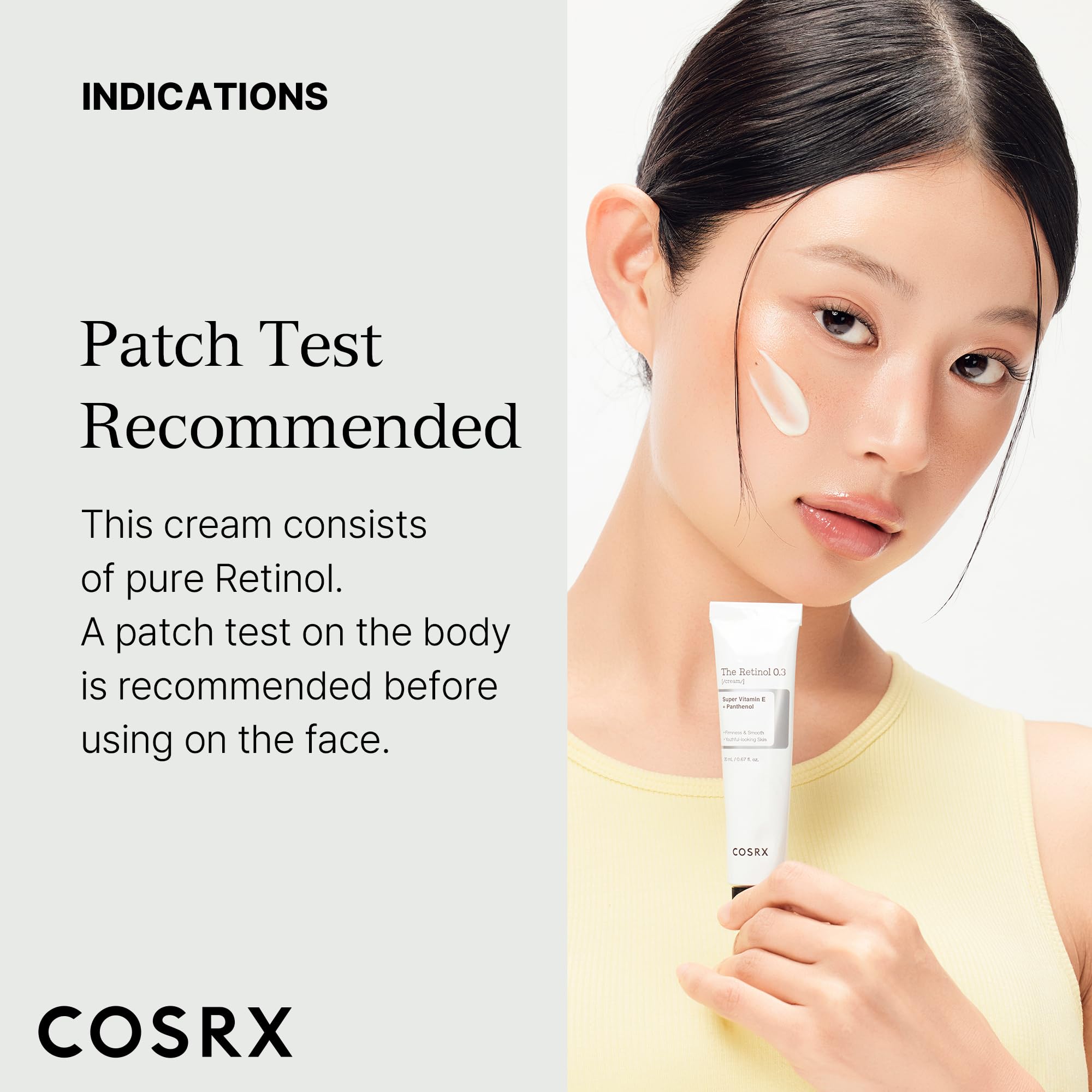 COSRX ingredientes en primer plano: retinol, pantenol y adenosina vantaja