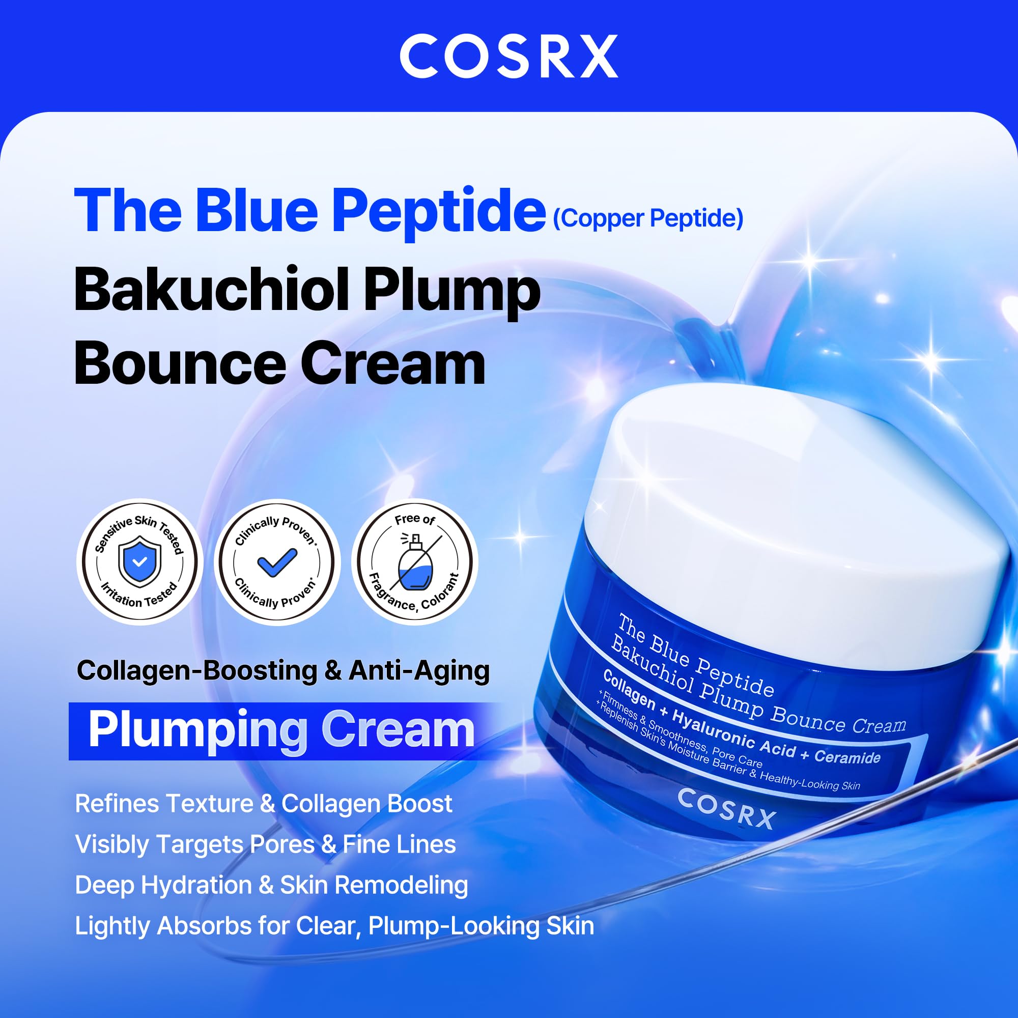 COSRX textura cremosa en primer plano que ilustra absorción ligera y humectación