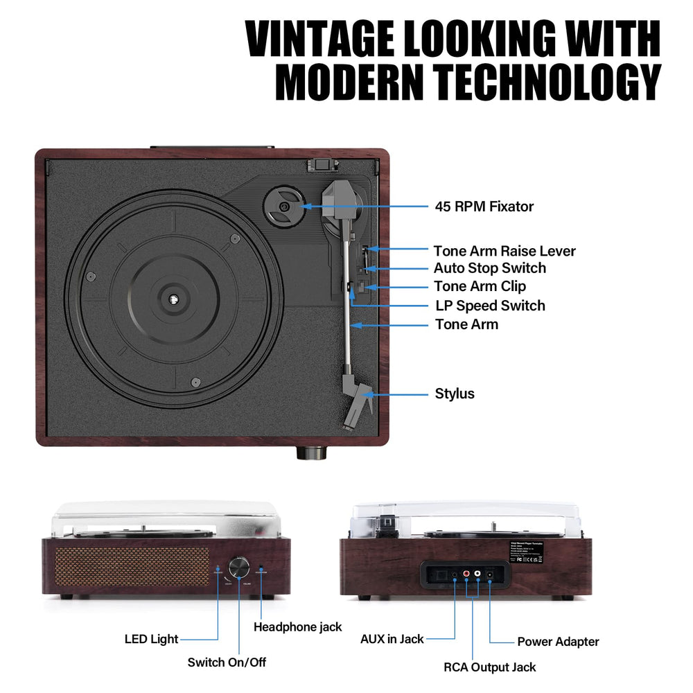 cotsoco open top showing platter and record for easy playback benefit