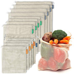 Cottify front packaging showcasing full 12+1 reusable bag set and benefits