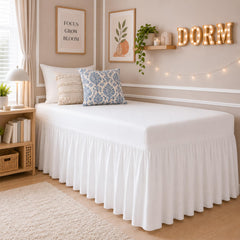 Cottingon vista frontal del empaque mostrando falda Twin XL y beneficio de ajuste