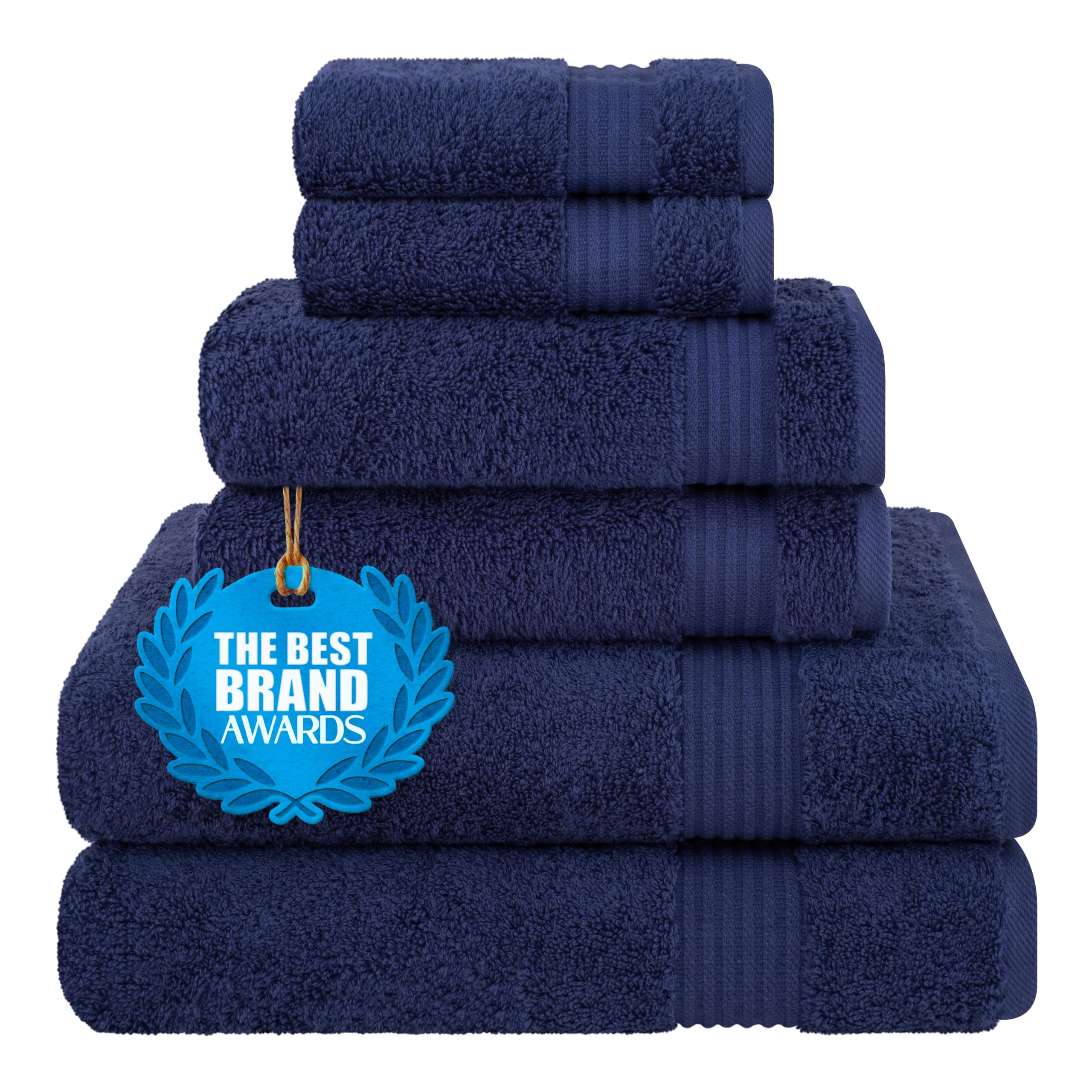 Cotton Paradise vista frontal del juego azul marino, aspecto elegante y absorbente