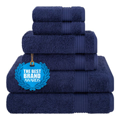Cotton Paradise vista frontal del juego azul marino, aspecto elegante y absorbente