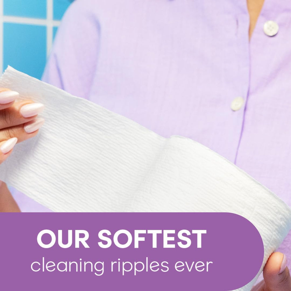 Cottonelle comparación de tamaño que ilustra duración prolongada
