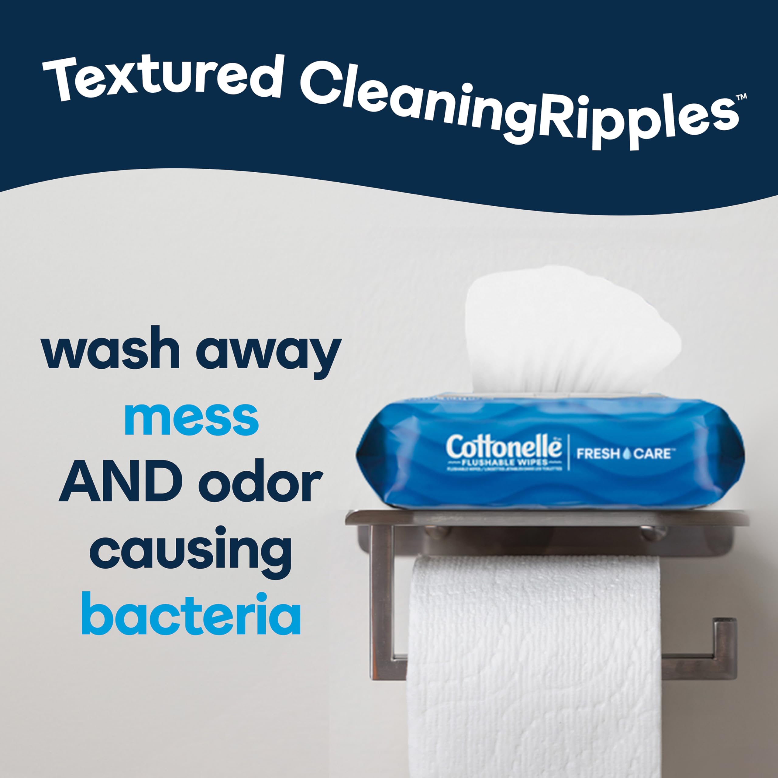 Cottonelle paquete abierto mostrando la toallita lista para uso rápido
