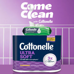 Cottonelle comparación de tamaño Family Mega versus rollo regular, mayor duración